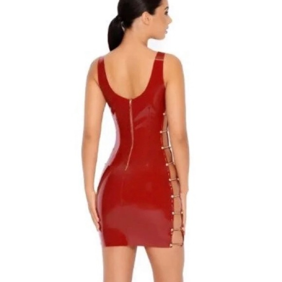 Oh Polly | Dresses | Oh Polly Red Vinyl Dress | Poshmark